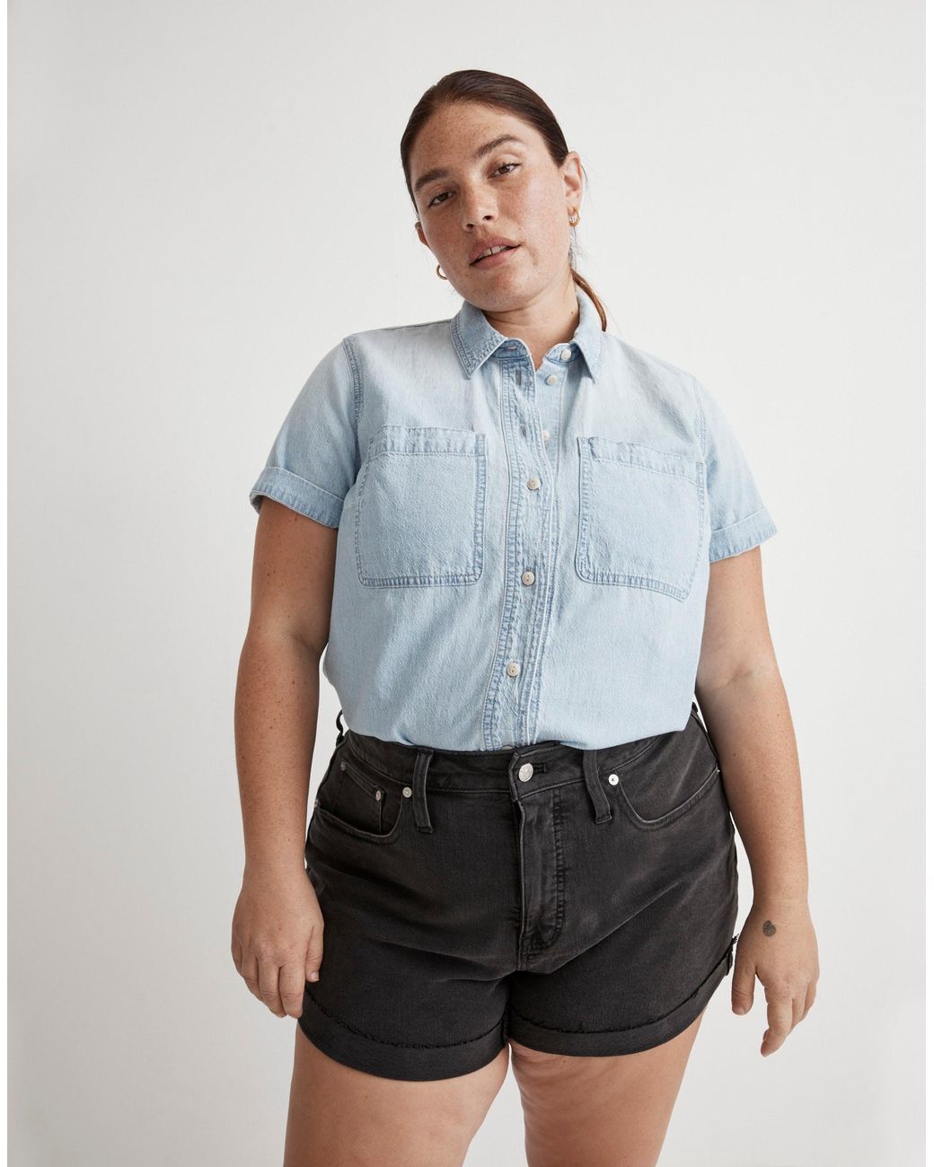MW Plus Curvy High rise Denim Shorts in Blue Lyst Canada
