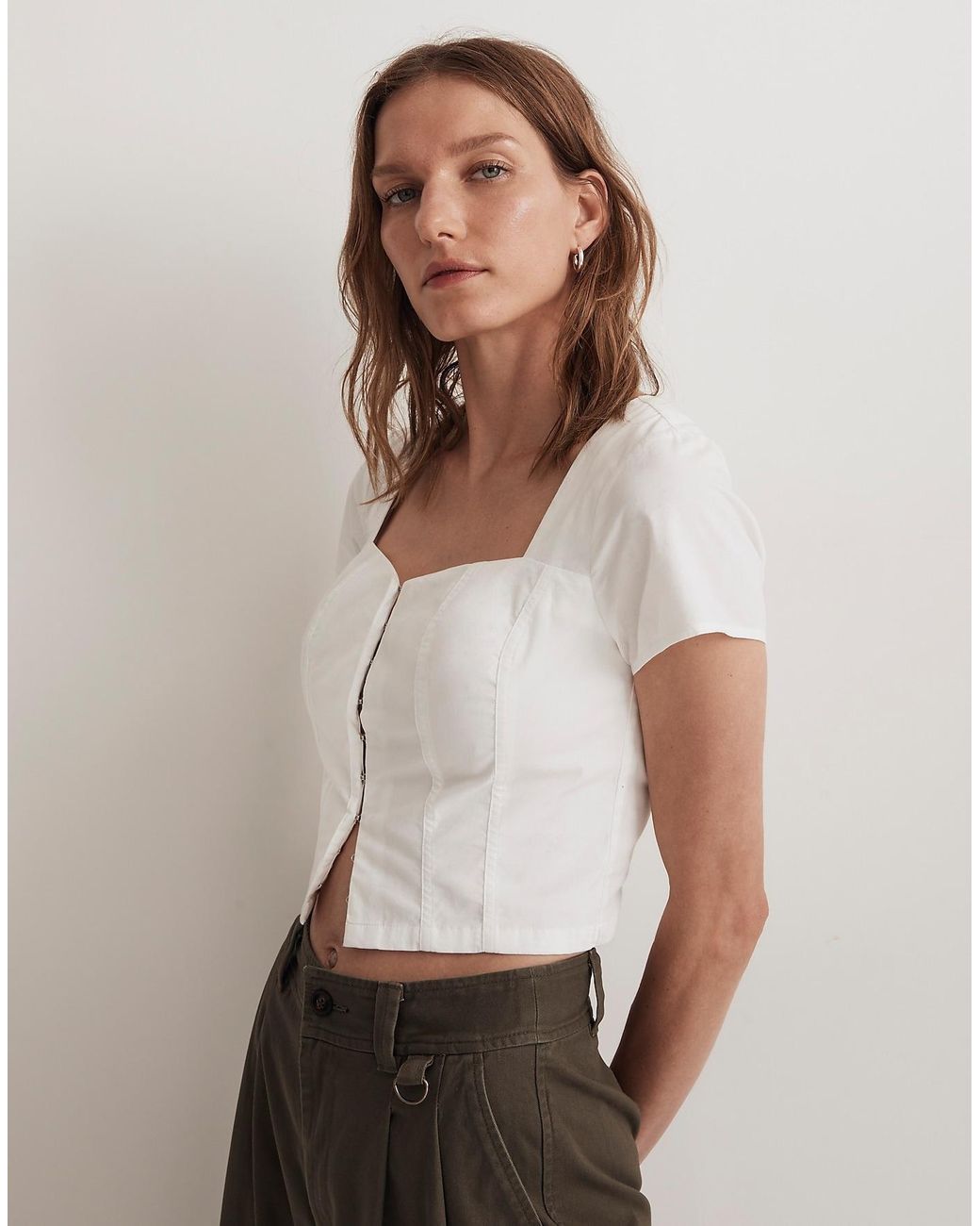 MW Poplin Hook-front Top in Natural