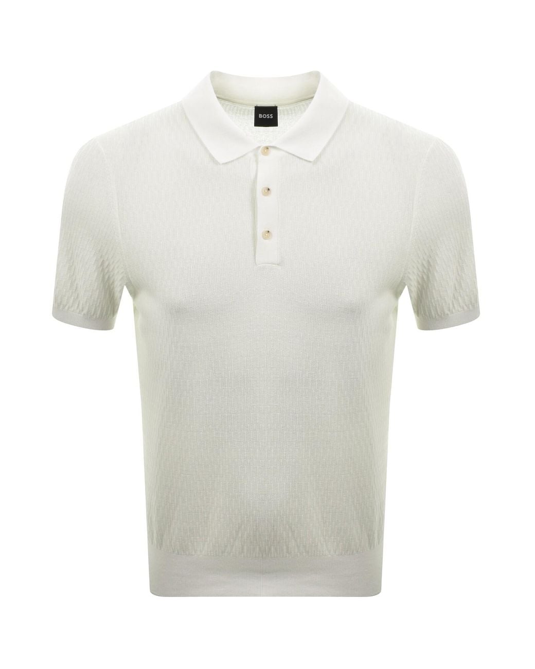 BOSS BUSINESS White Boss Lurazio Knit Polo for men