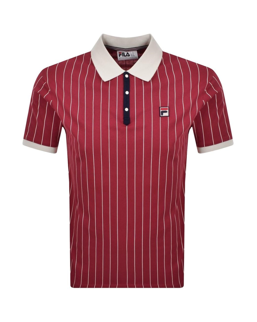 Fila Red Fila Bb1 Pinstripe Polo T Shirt Garnet for men