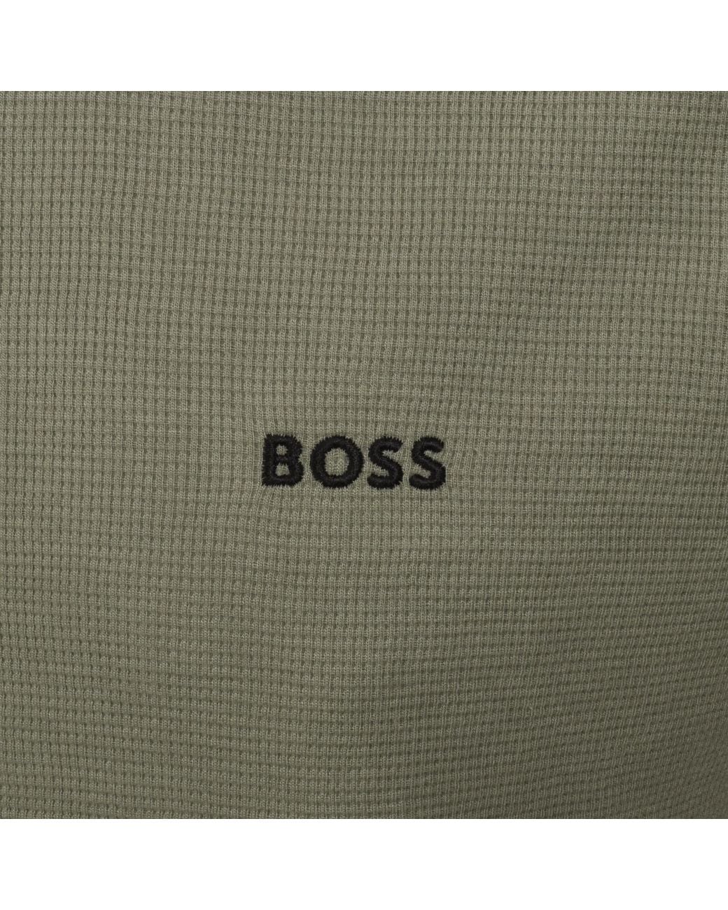 BOSS BUSINESS Green Boss Waffle T Shirt Open for men