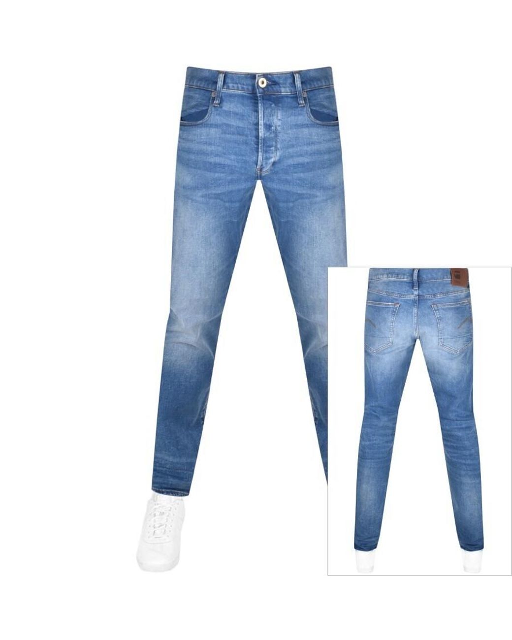G-Star RAW Raw 3301 Tapered Light Wash Jeans in Blue for Men | Lyst