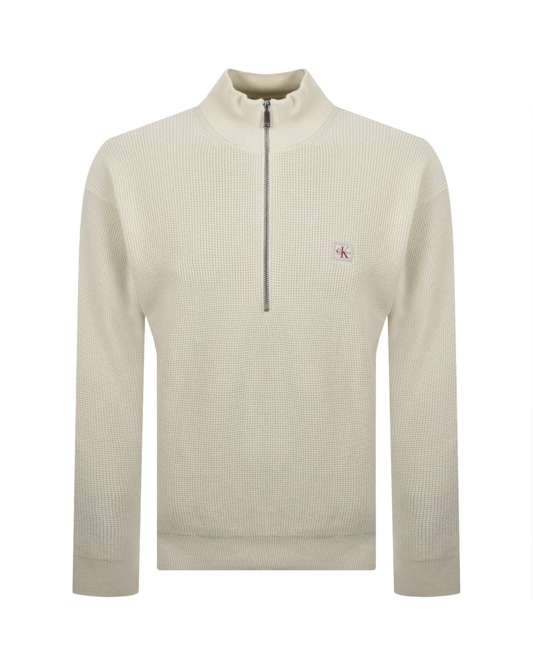 Calvin Klein Natural Jeans Quarter Zip Waffle Jumper for men