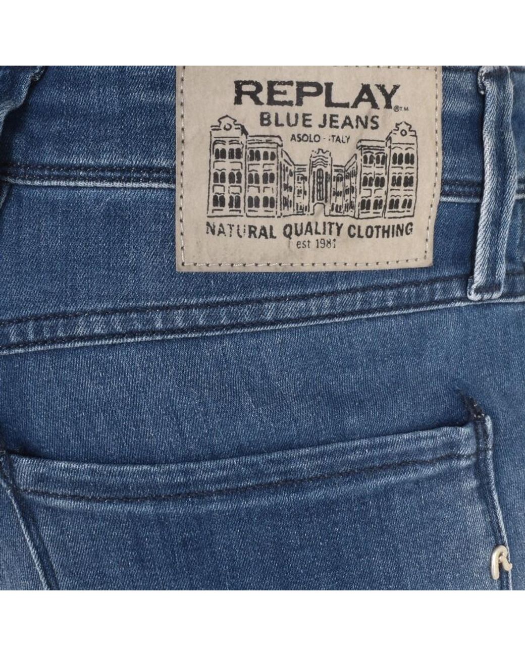 Replay Blue Anbass Slim Fit Jeans Mid Wash for men