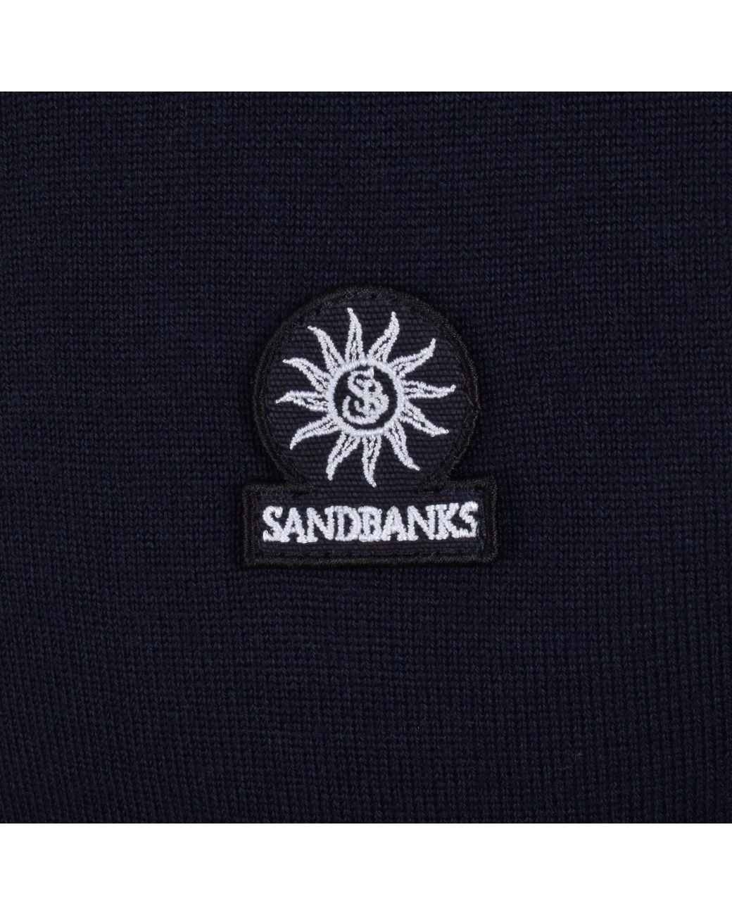 Sandbanks Blue Stripe Knitted Quarter Zip Polo for men