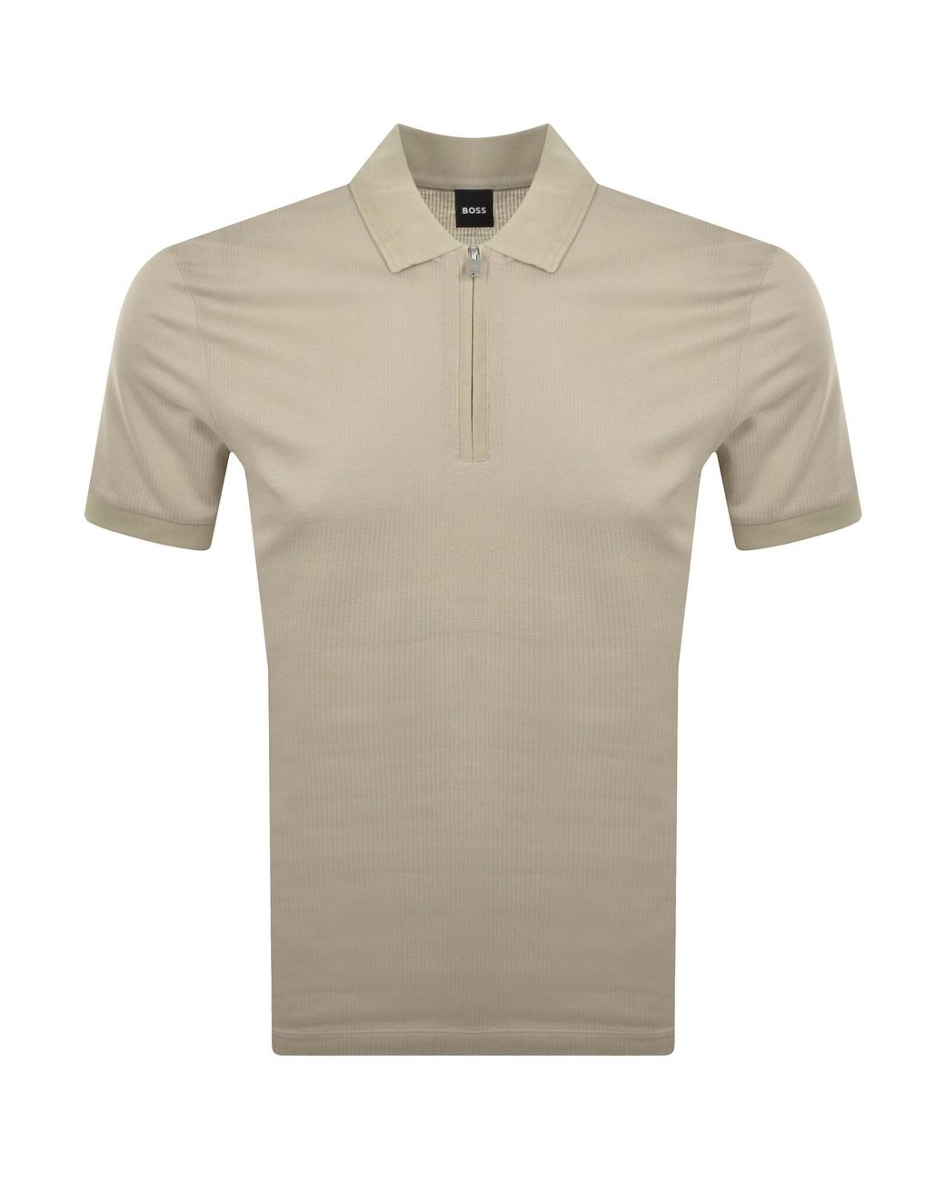 BOSS BUSINESS Natural Boss Paras Quarter Zip Polo for men