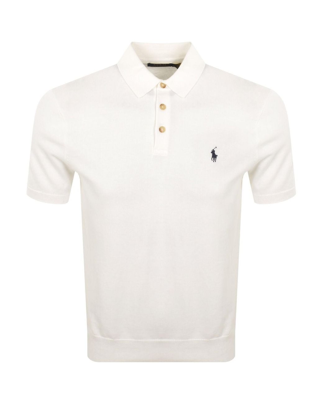 Ralph Lauren White Knit Polo T Shirt for men