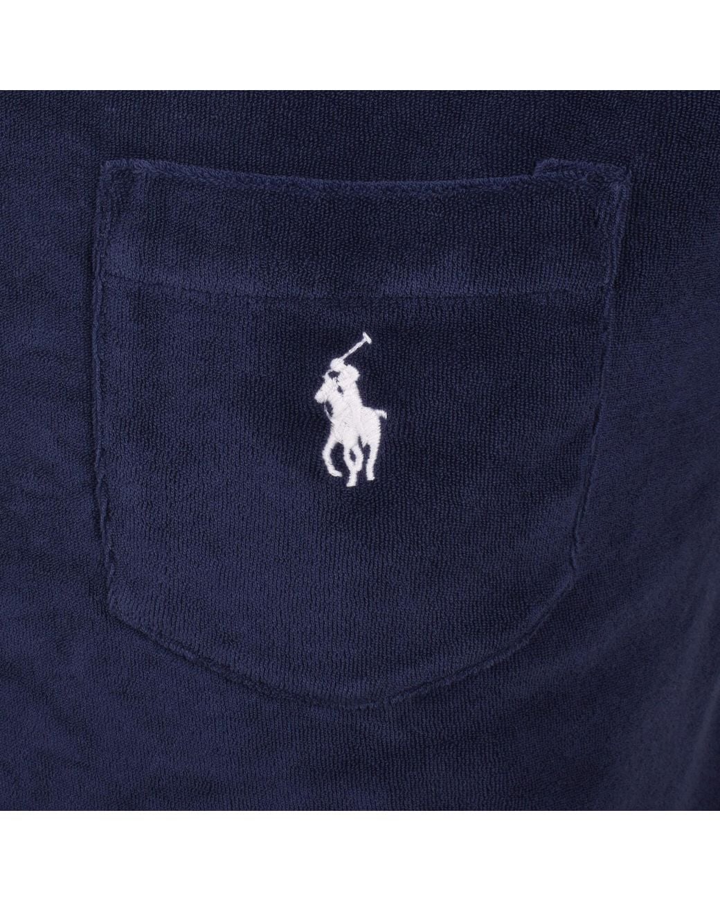 Ralph Lauren Blue Towelling Polo T Shirt for men