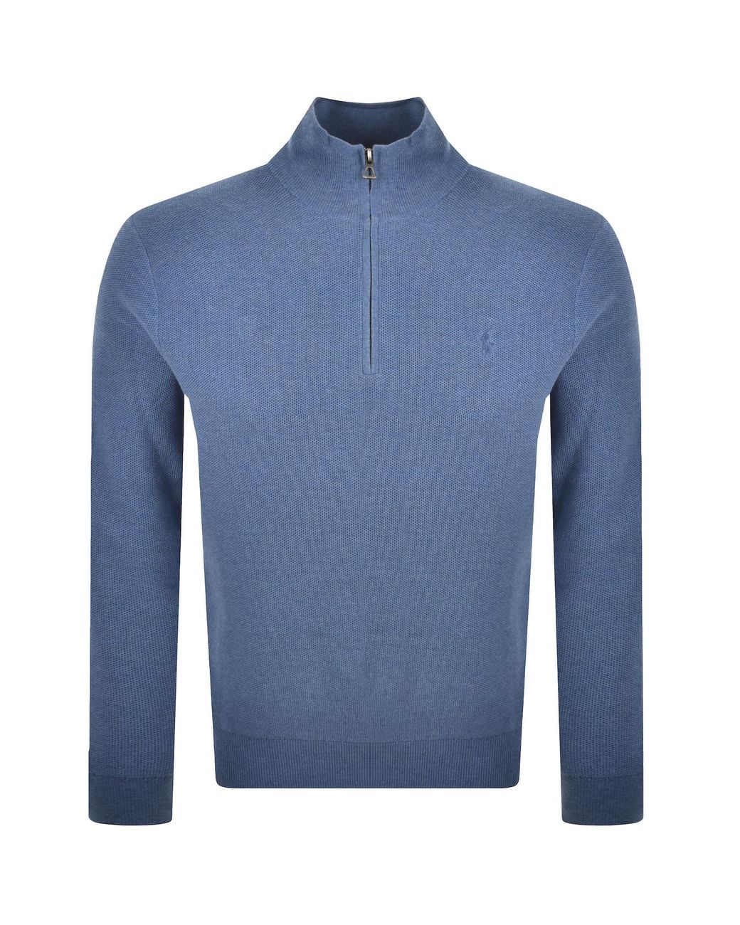 Ralph Lauren Blue Half Zip Knit Jumper for men