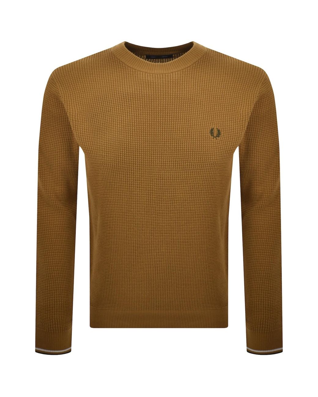Fred Perry Brown Waffle Stitch Knit Jumper for men
