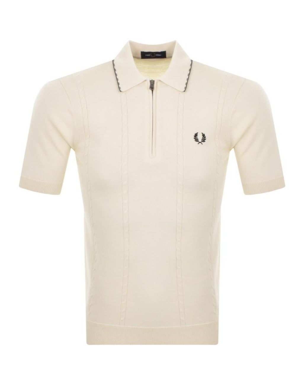 Fred Perry Cotton Half Zip Knit Polo T Shirt in Cream (Natural) for Men |  Lyst