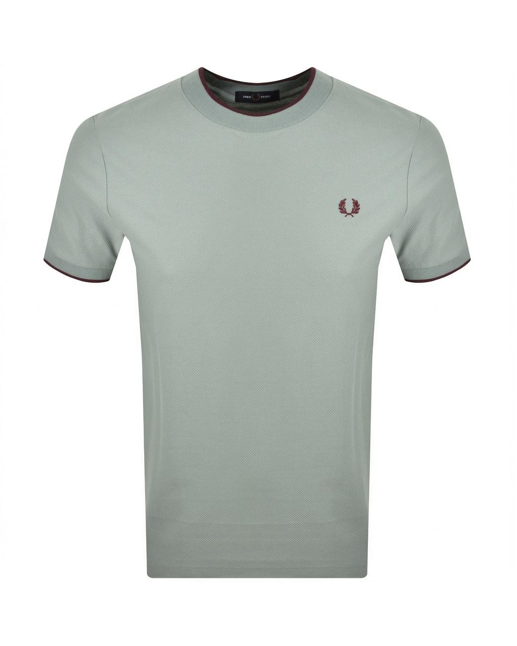 Fred Perry Green Tipped Pique T Shirt for men