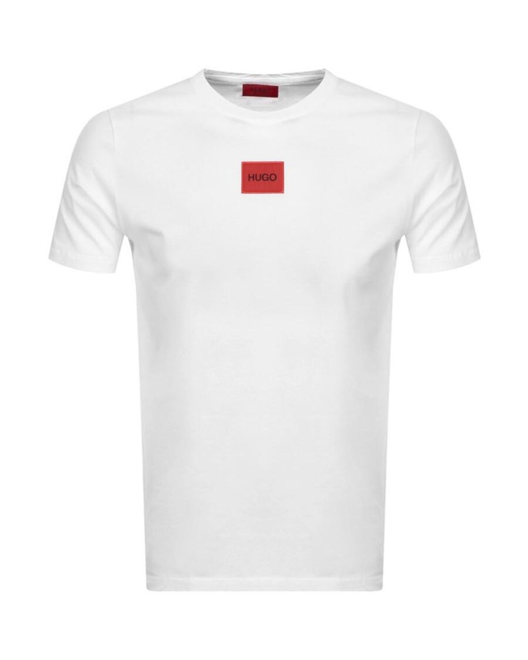 HUGO White Diragolino212 Label Logo T-Shirt Nos for men