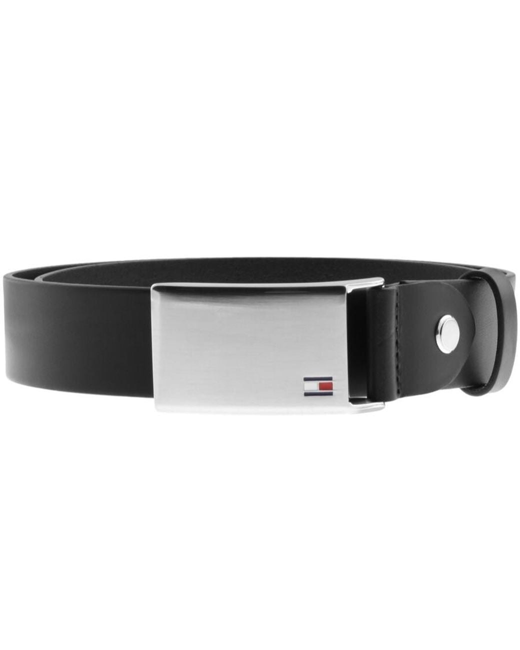 Tommy Hilfiger Black Adjustable Logo Plaque Belt for men