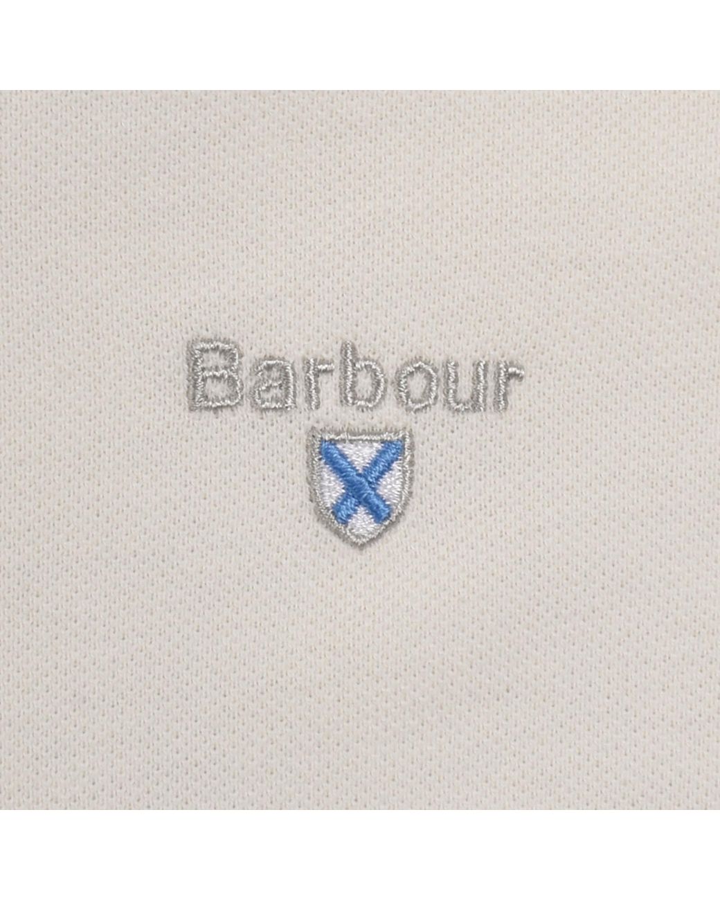Barbour White Tartan Pique Polo T Shirt for men