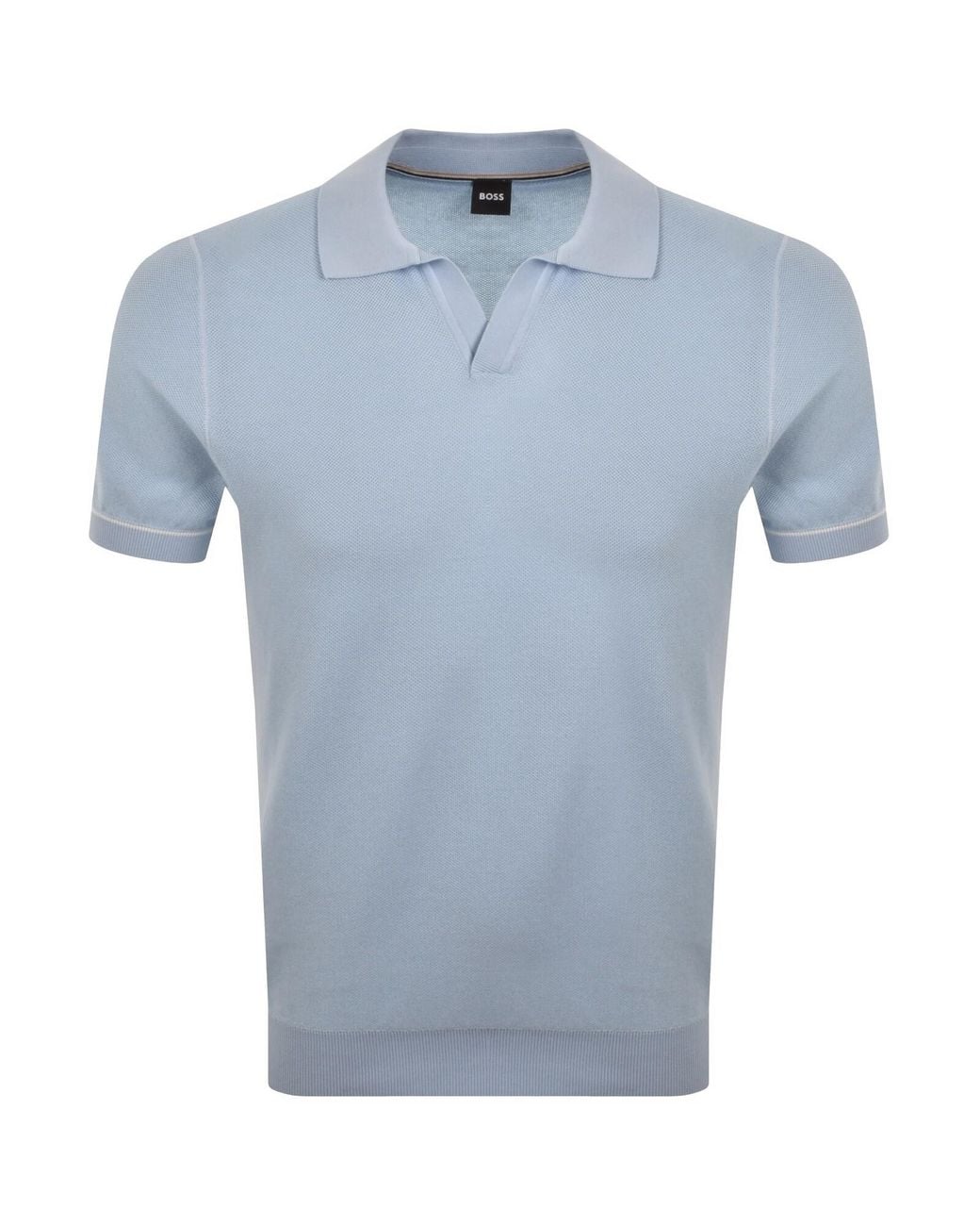 BOSS BUSINESS Blue Boss Knit Polo Jumper for men