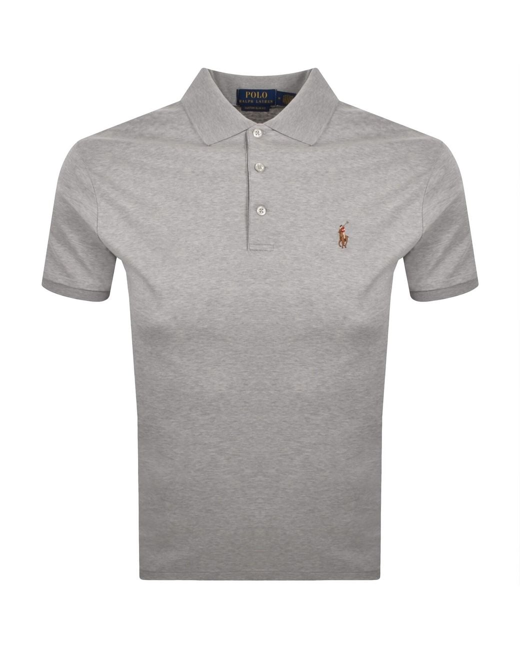 Ralph Lauren Gray Custom Slim Fit Polo T Shirt for men