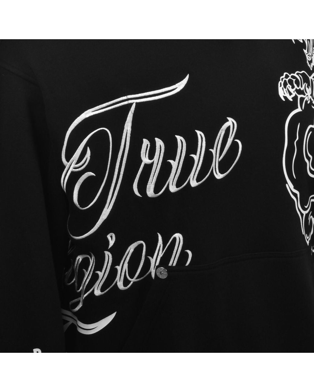 True Religion Black Tiger Script Hoodie for men