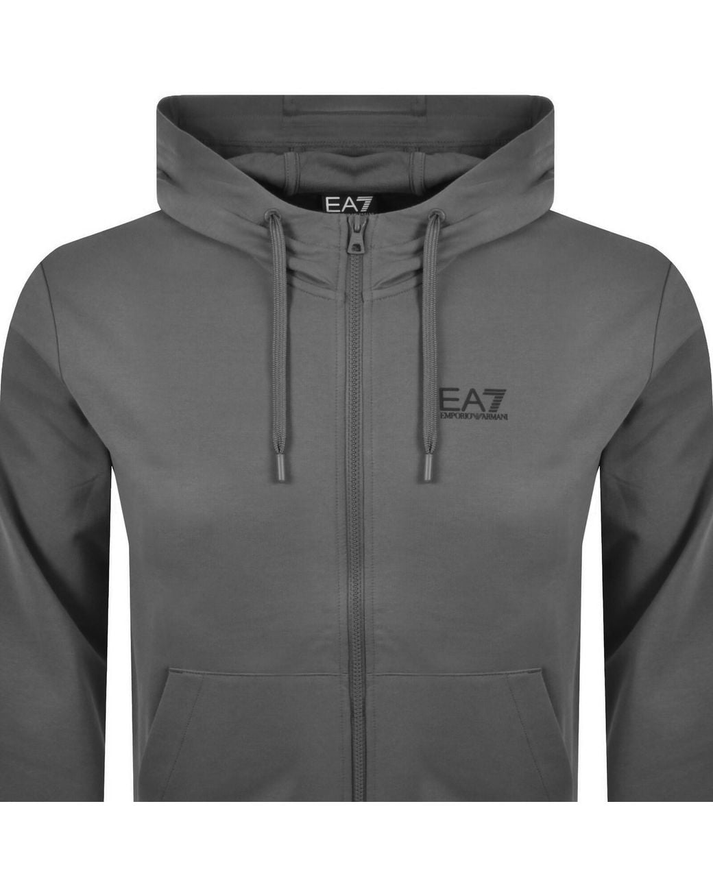 EA7 Gray Emporio Armani Logo Zip Hoodie for men