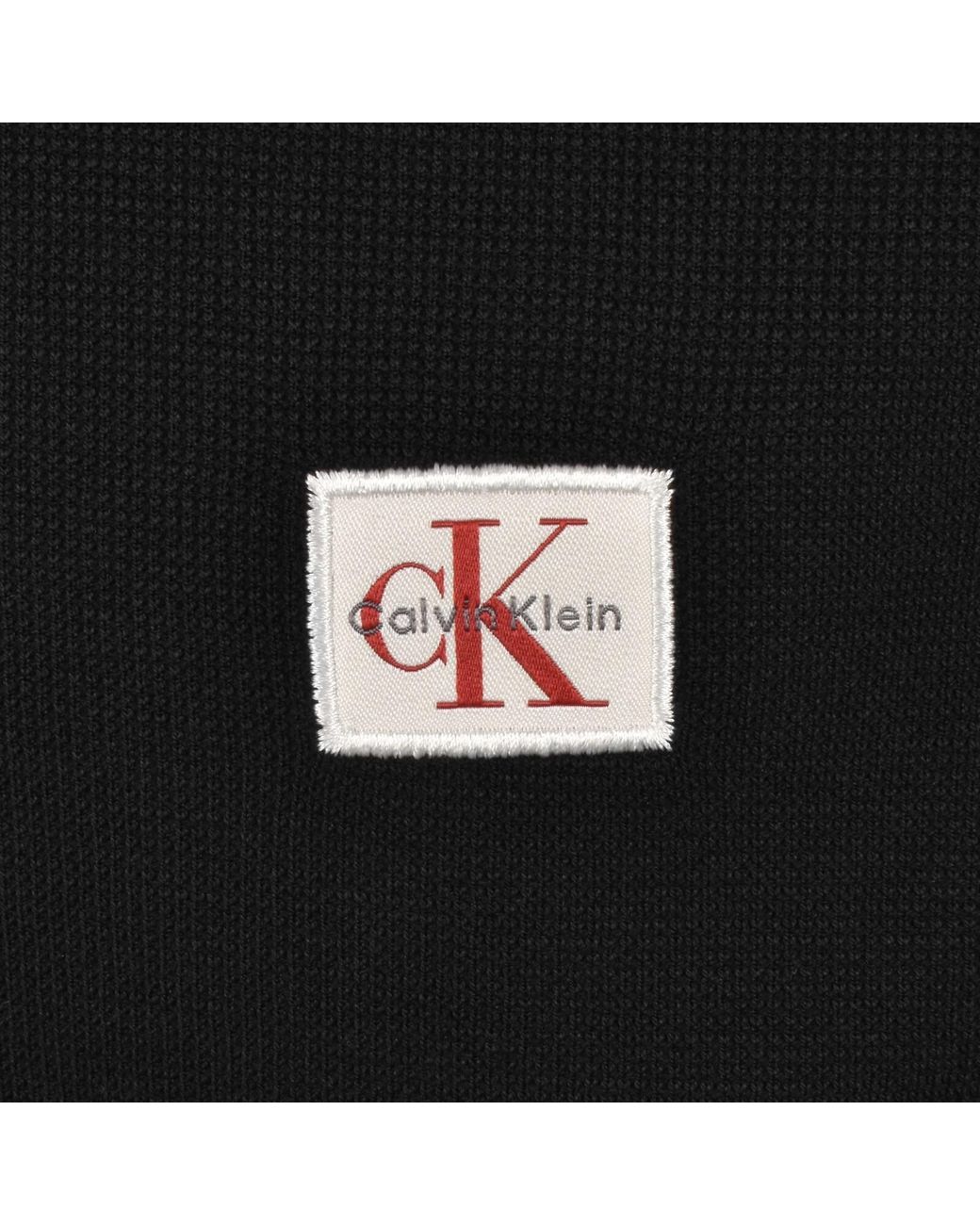 Calvin Klein Black Jeans Micro Waffle Badge Polo for men