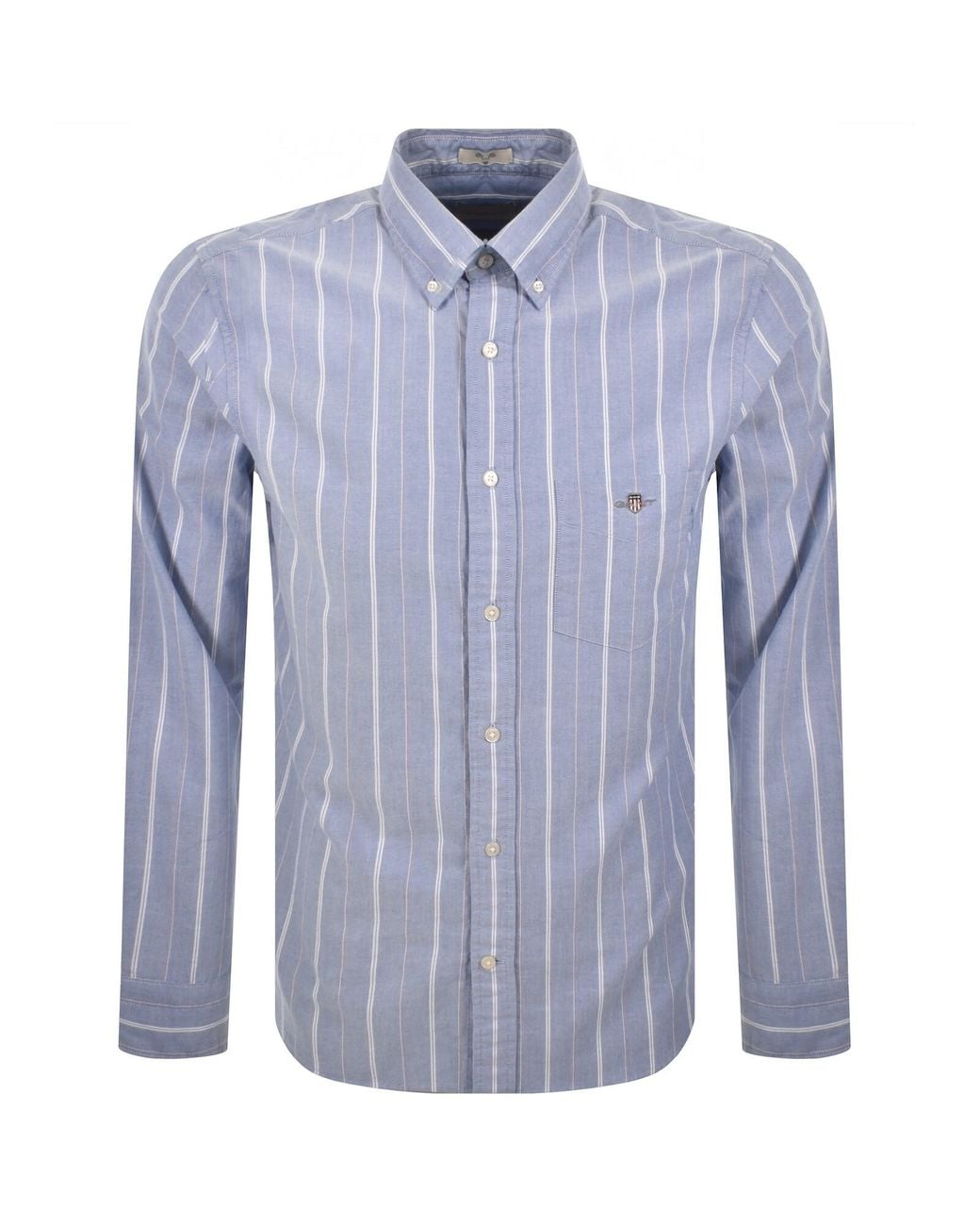 Gant Blue Long Sleeved Oxford Stripe Shirt for men