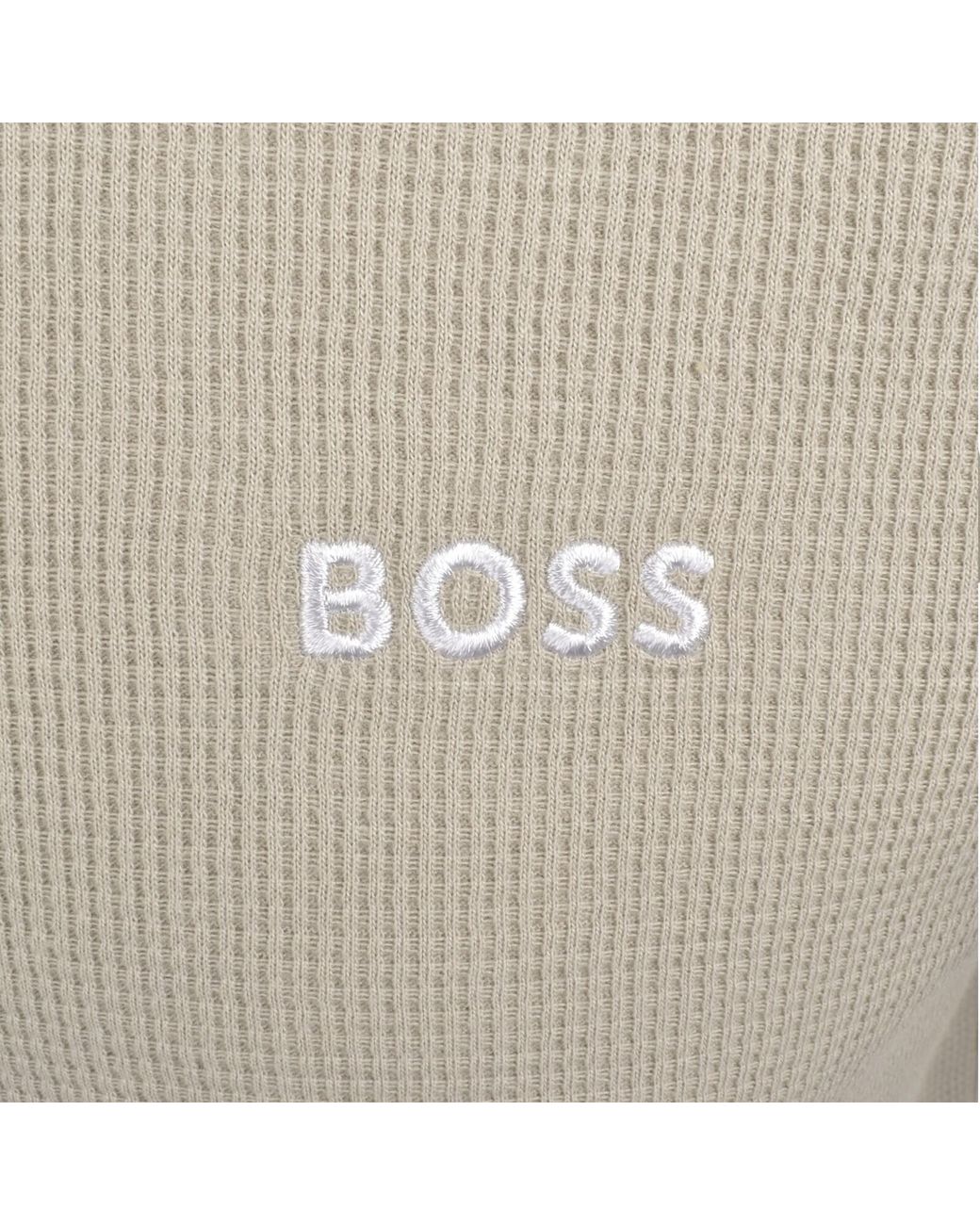 BOSS BUSINESS Gray Boss Waffle T Shirt for men