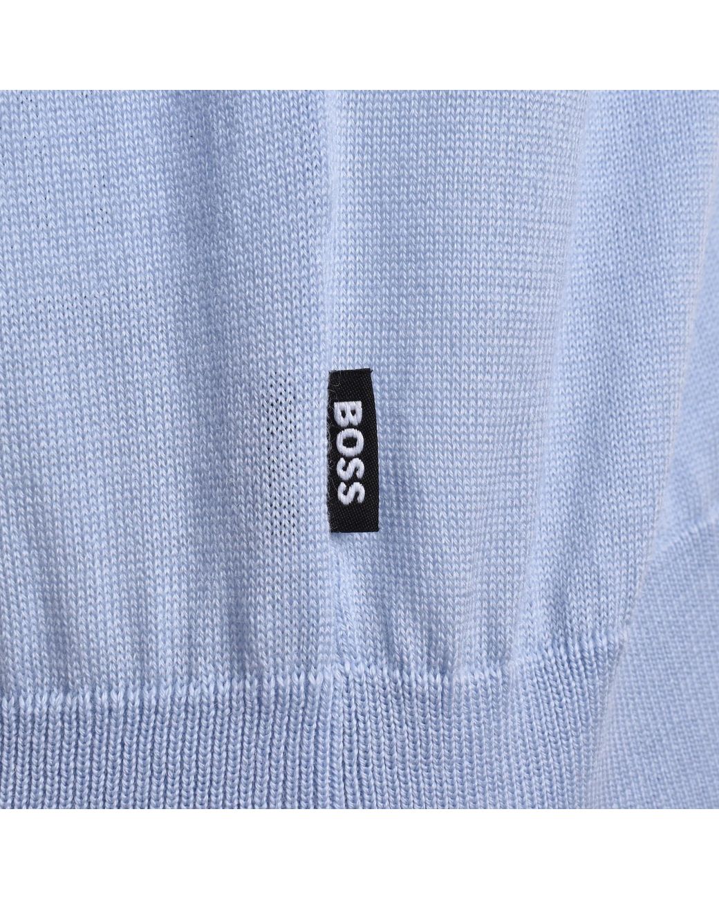 BOSS BUSINESS Blue Boss Lancione Merino Wool Knit Polo for men