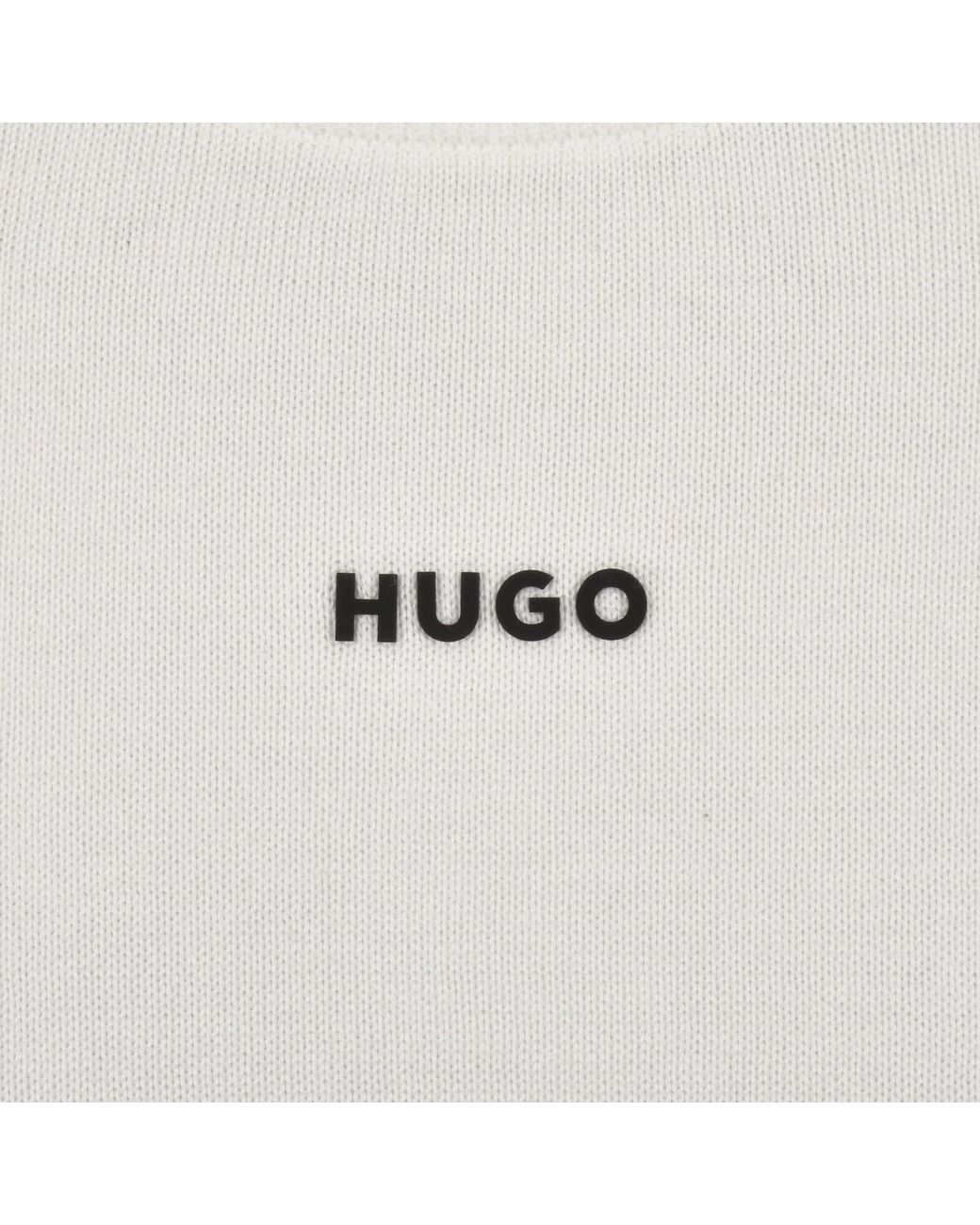 HUGO White San Cassius Knit Jumper for men