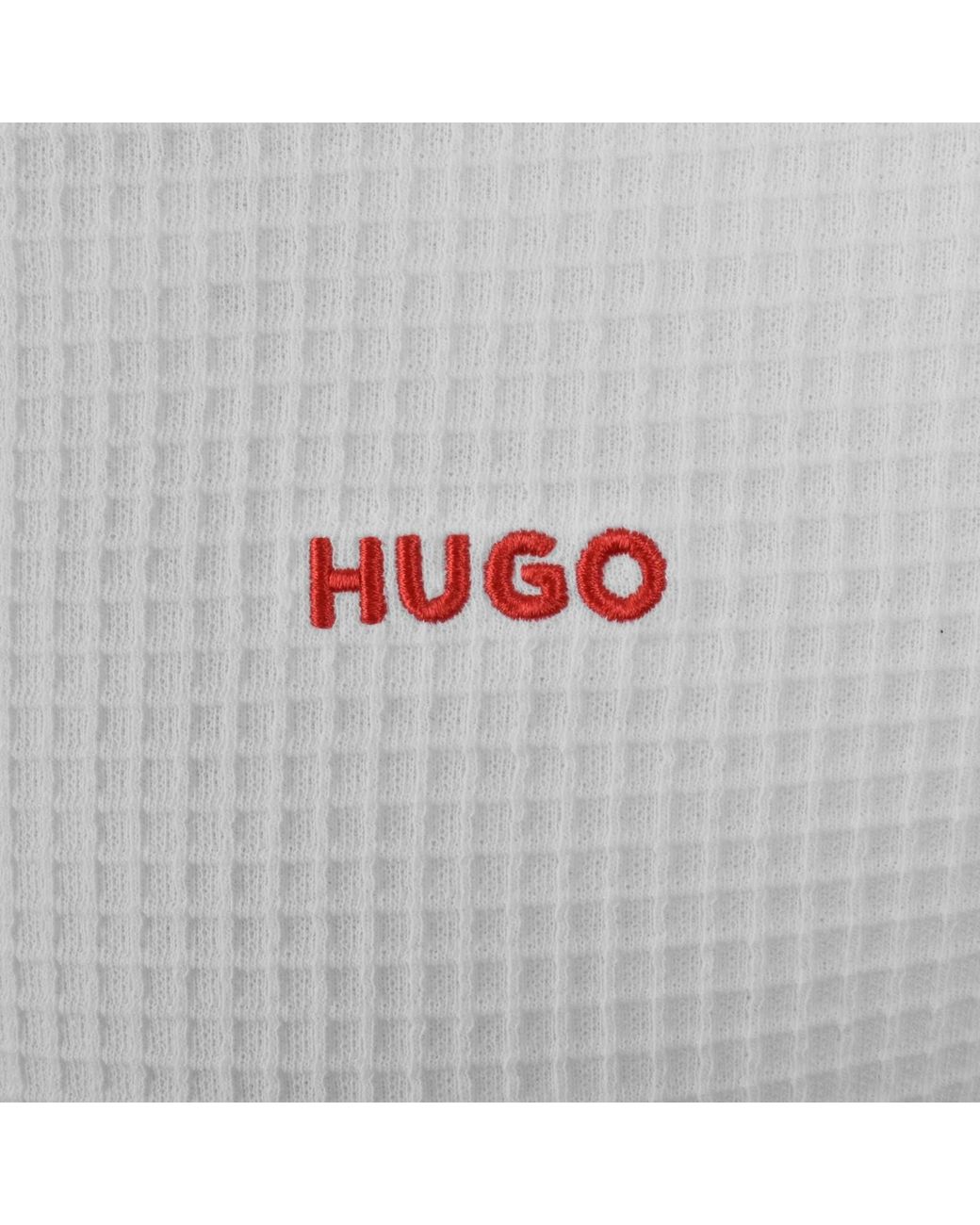 HUGO White Austin Waffle T Shirt for men