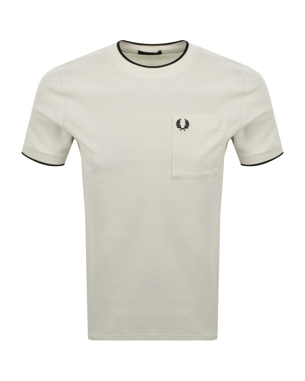Fred Perry Gray Pocket Detail Pique T Shirt for men