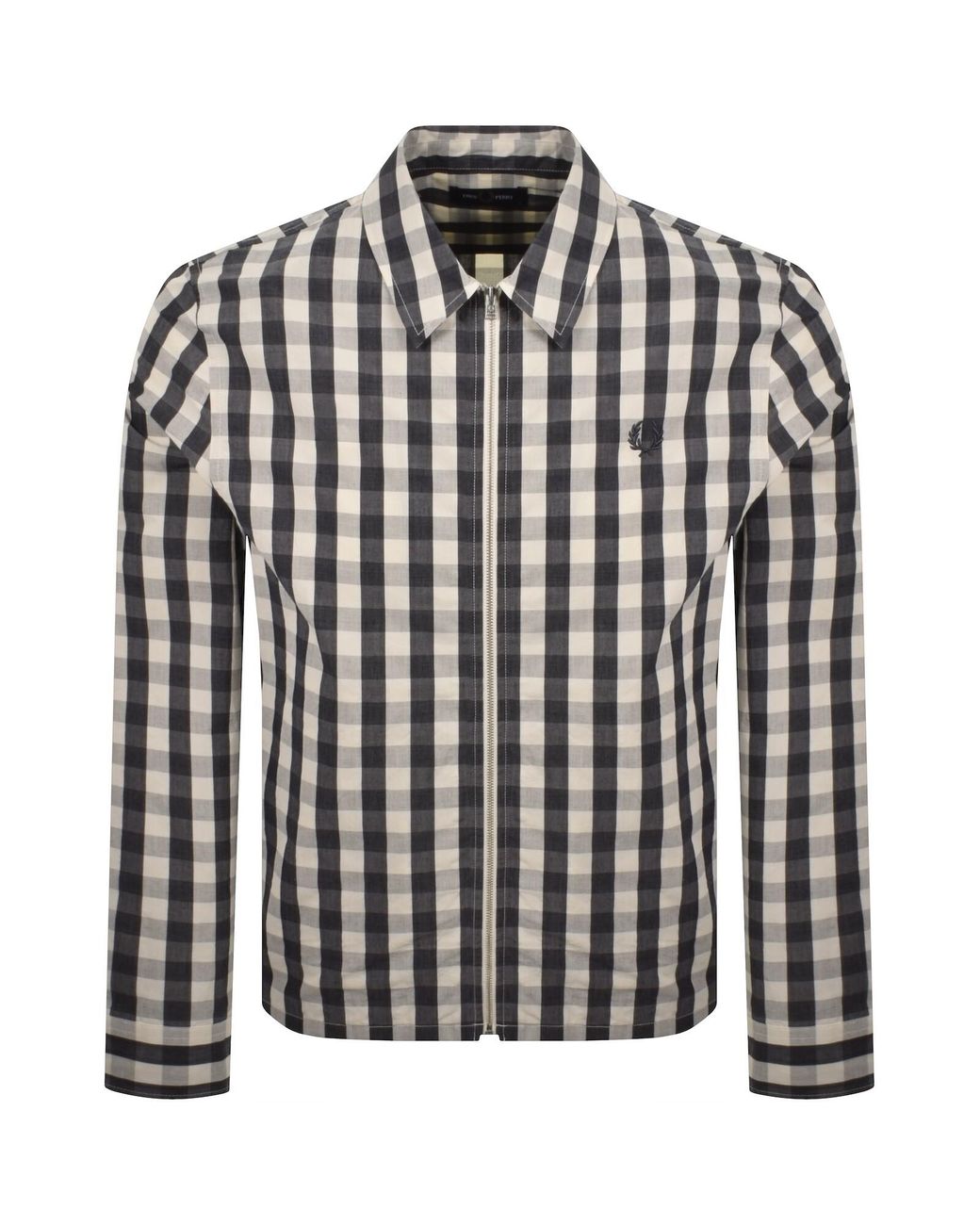 Fred Perry Black Poplin Check Overshirt for men
