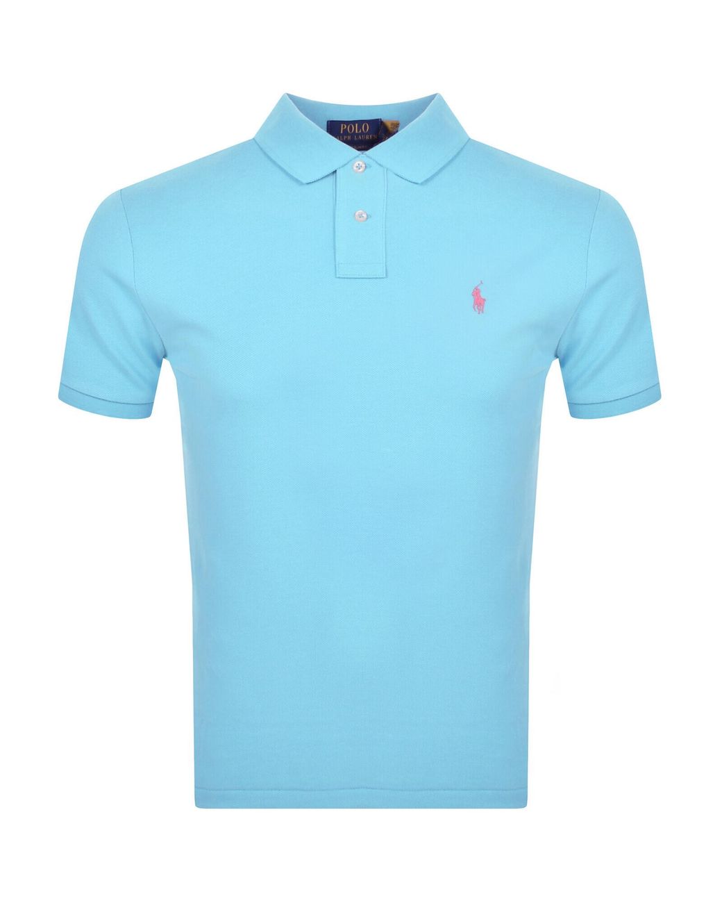 Ralph Lauren Blue Custom Slim Fit Polo T Shirt for men