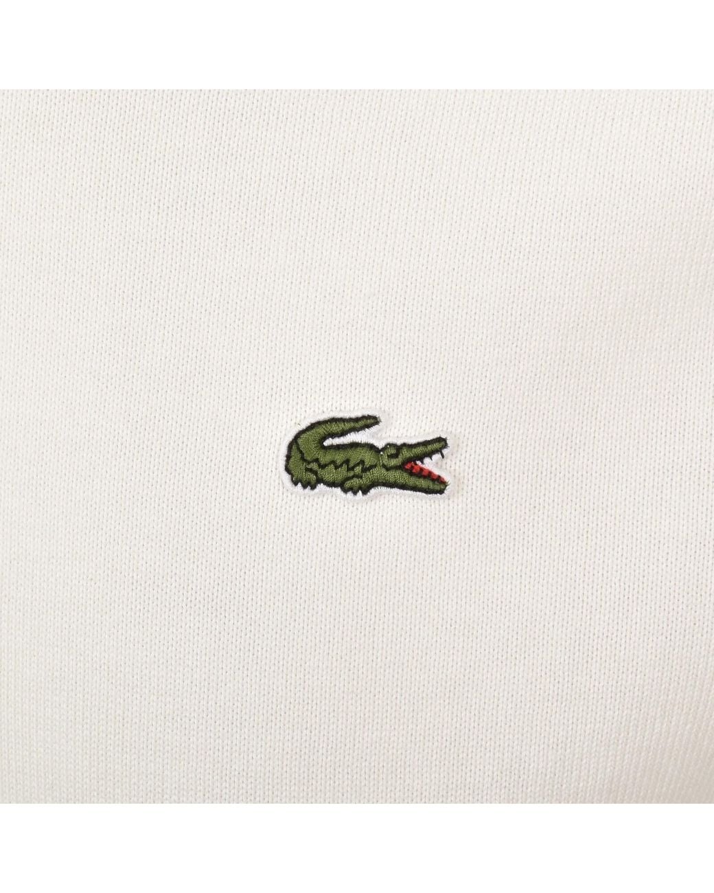 Lacoste White Crew Neck Knit Jumper for men