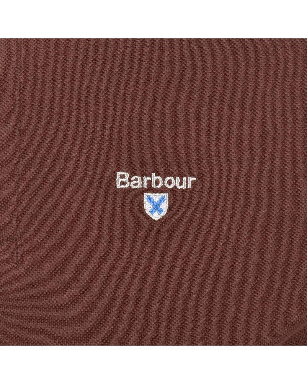 Barbour Brown Tartan Pique Polo T Shirt for men