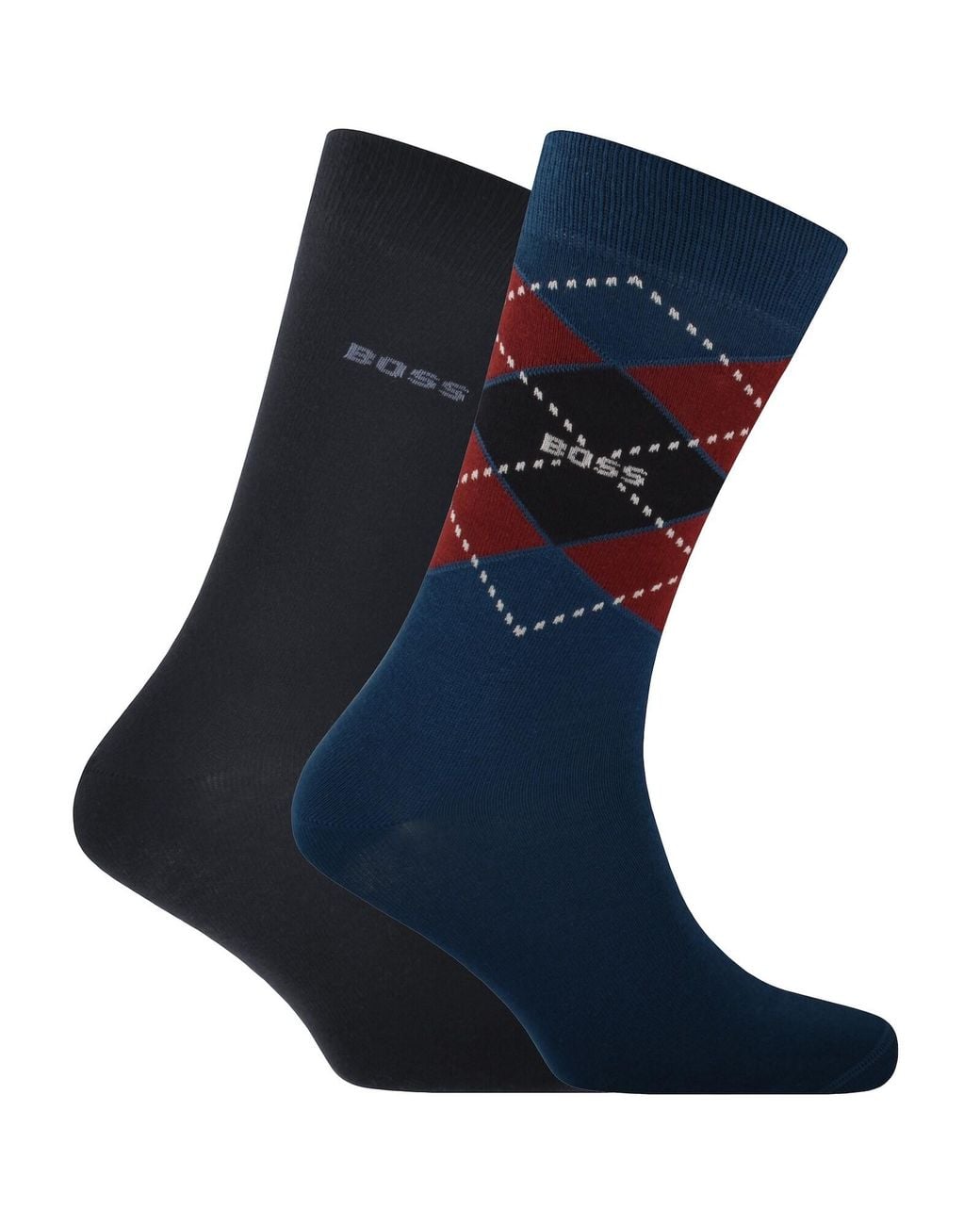 BOSS BUSINESS Blue Boss 2 Pack Argyle Crew Socks for men
