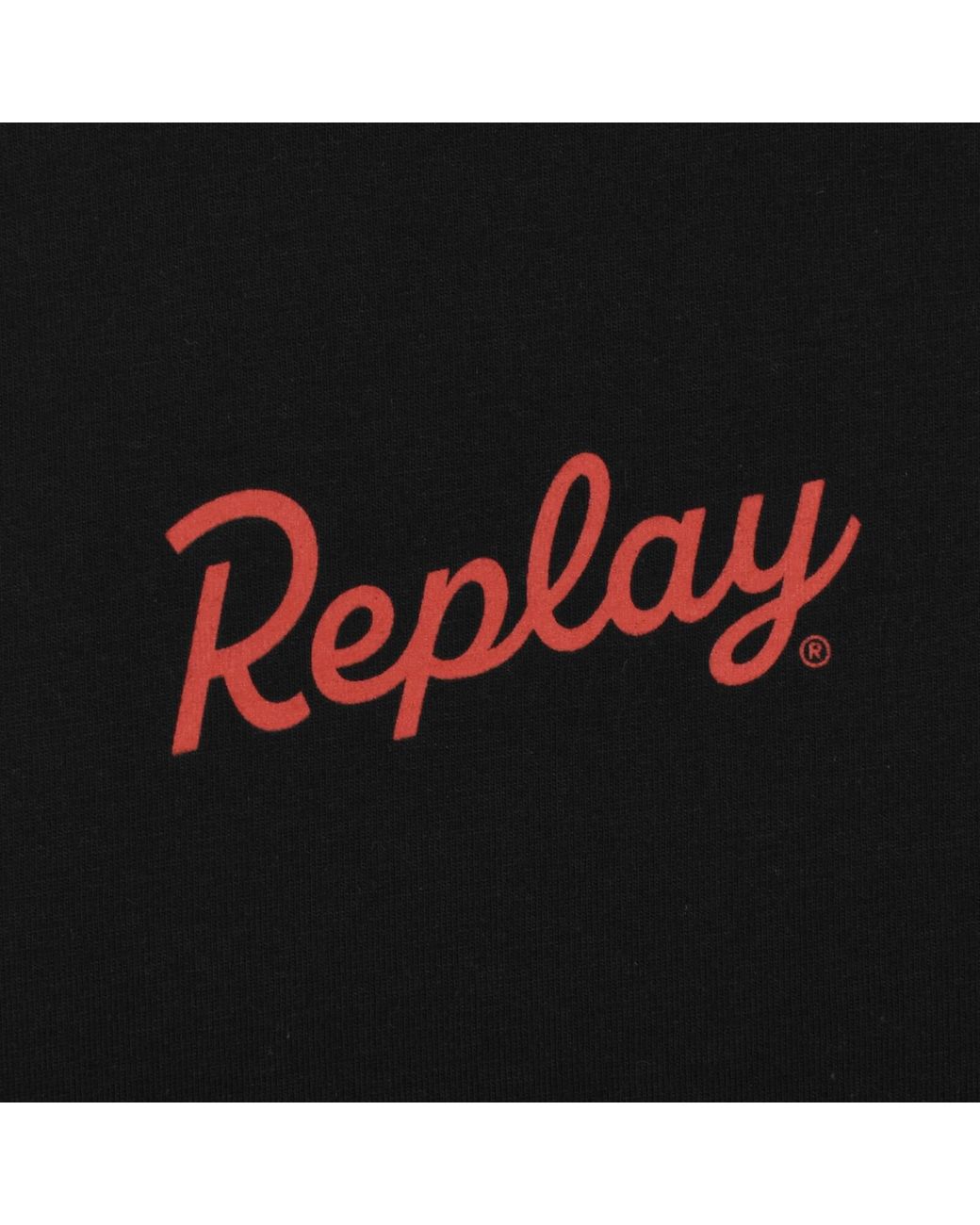 Replay Black Graphic T Shirt for men