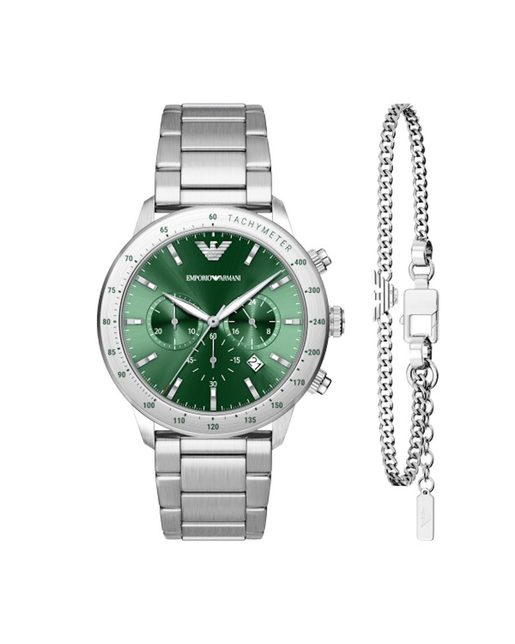 Armani Green Emporio Watch And Bracelet Set for men