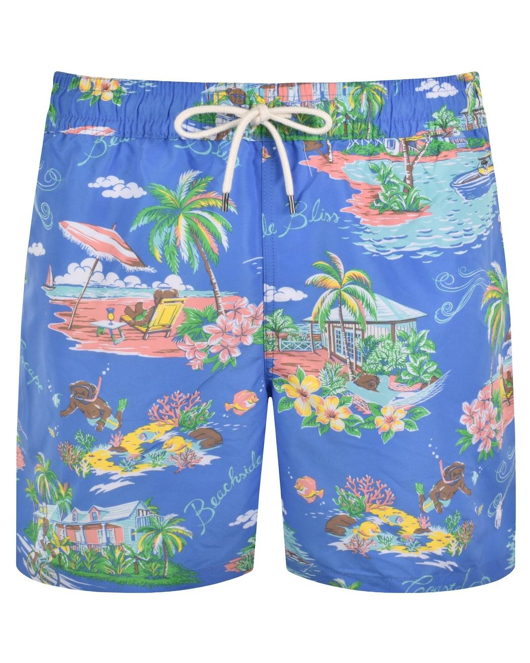 Ralph Lauren Blue Bahamas Bear Swim Shorts for men