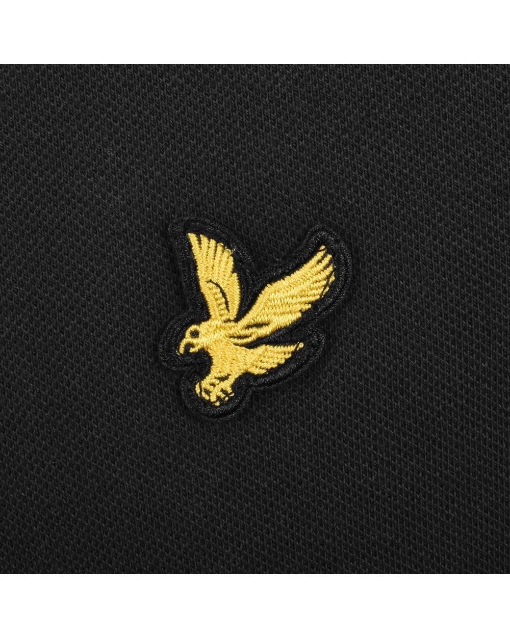 Lyle & Scott Black Check Panelled Polo T Shirt for men