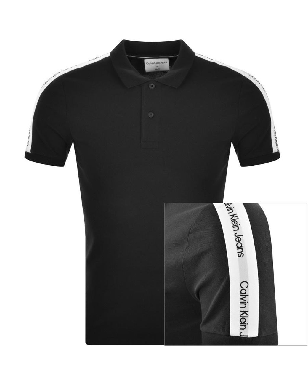 Calvin Klein Contrast Tape Polo T Shirt in Black for Men | Lyst