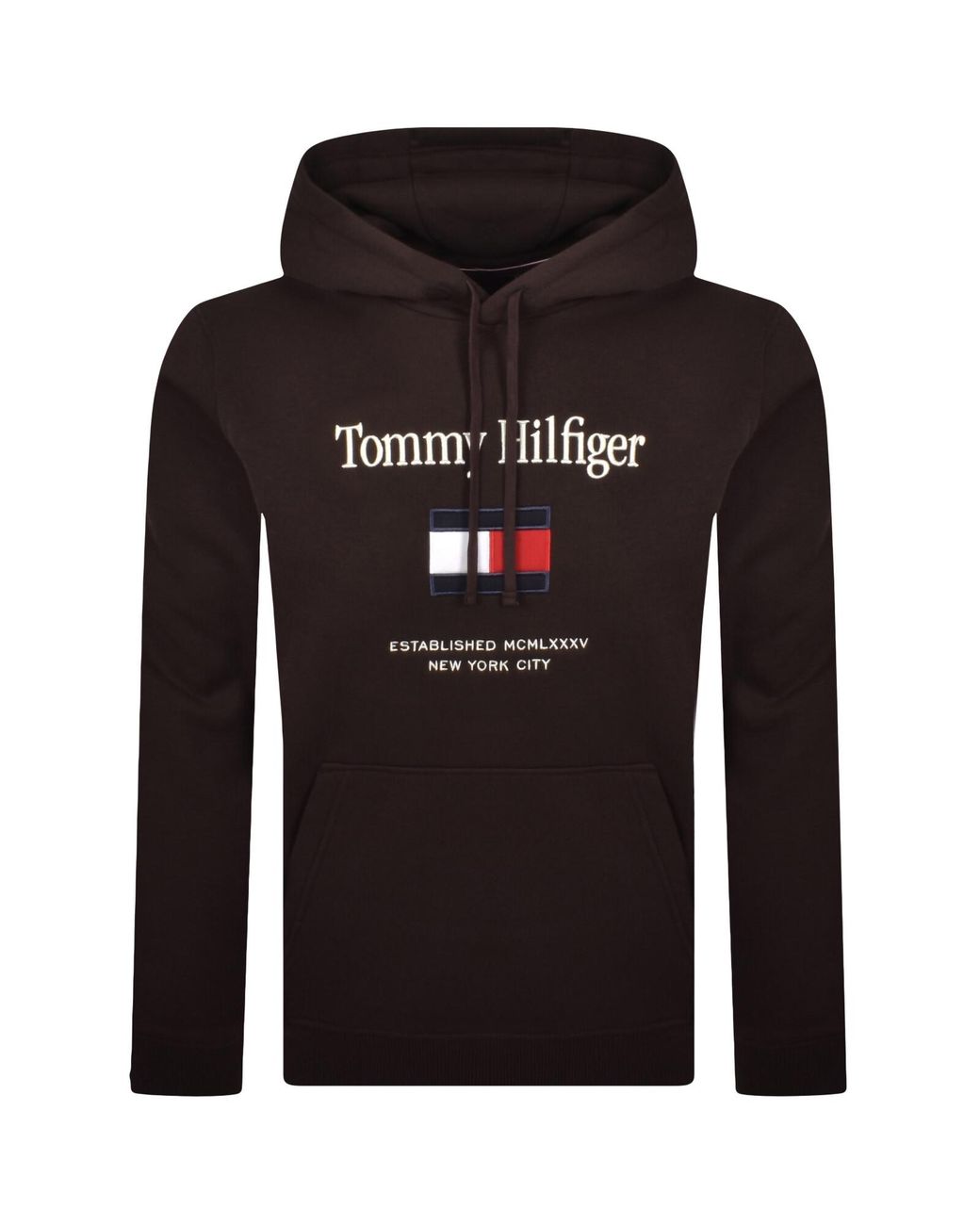 Tommy Hilfiger Black Embroidered Flag Hoodie for men