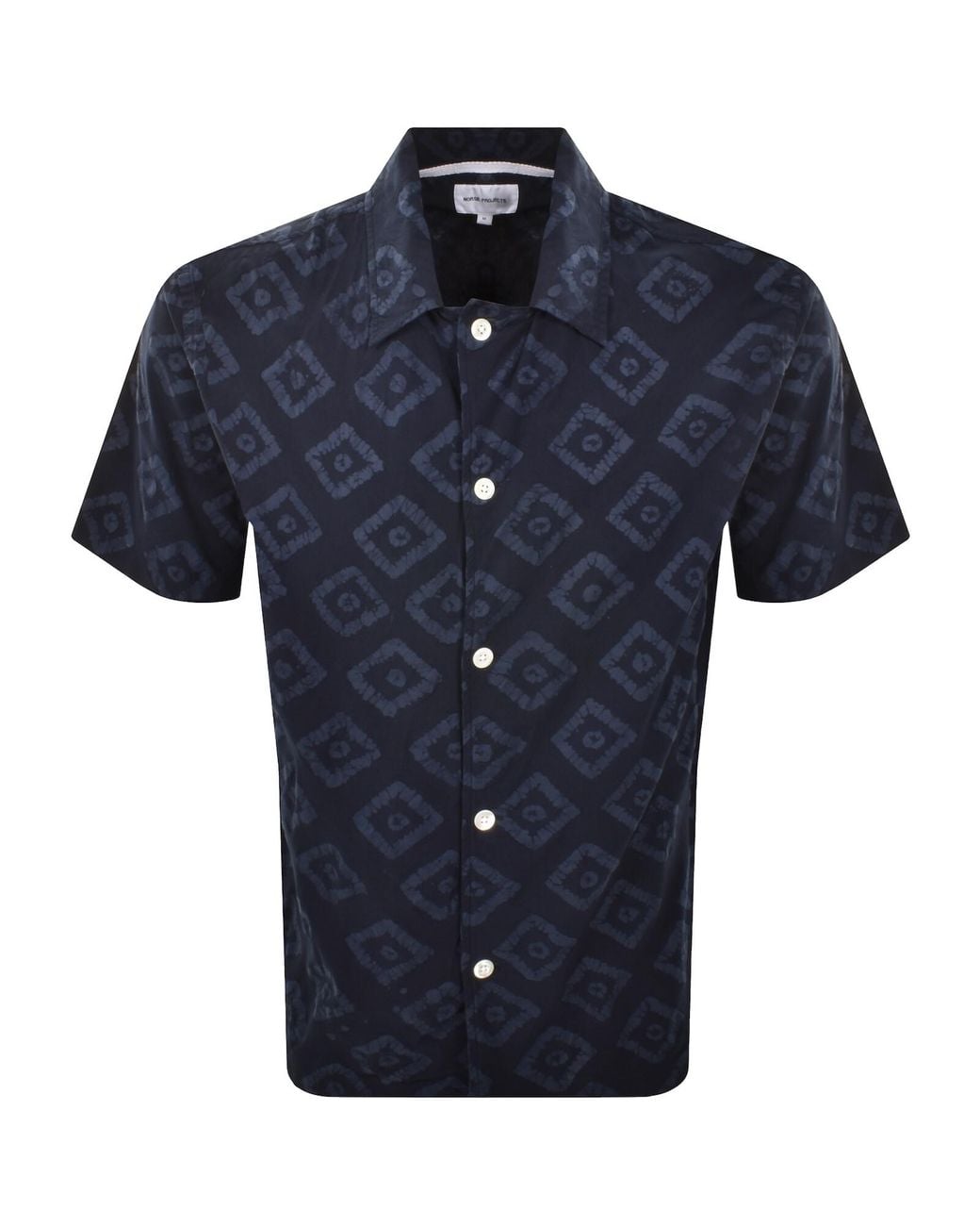 Norse Projects Blue Mads Batik Short Sleeve Shirt for men