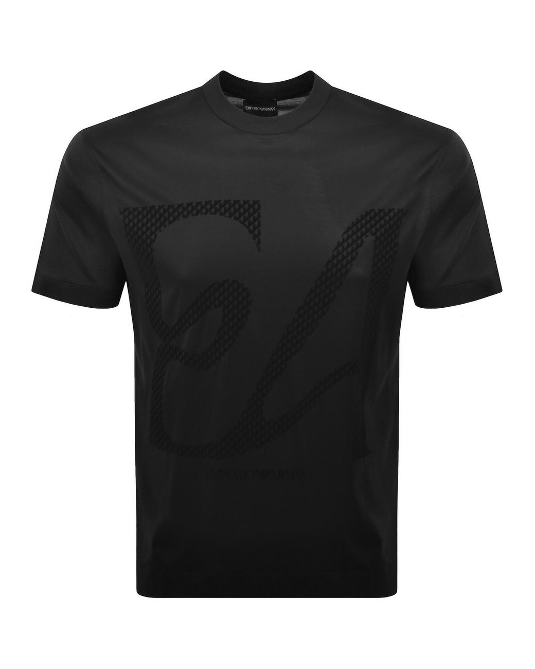 Armani Black Emporio Flocked T Shirt for men