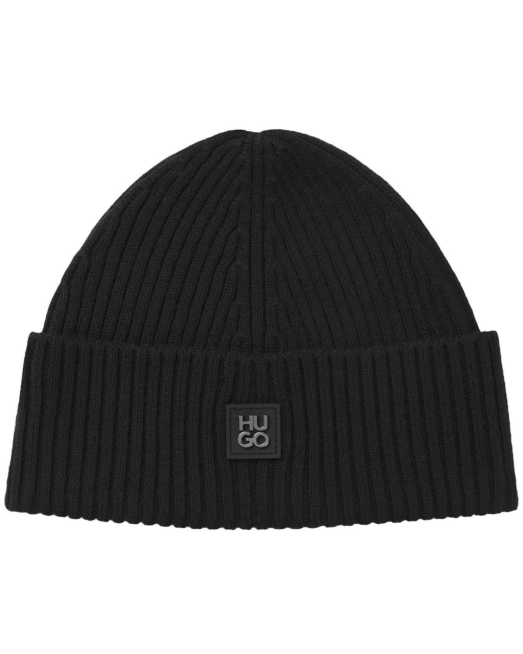 HUGO Black Xola Metal Wool Beanie for men