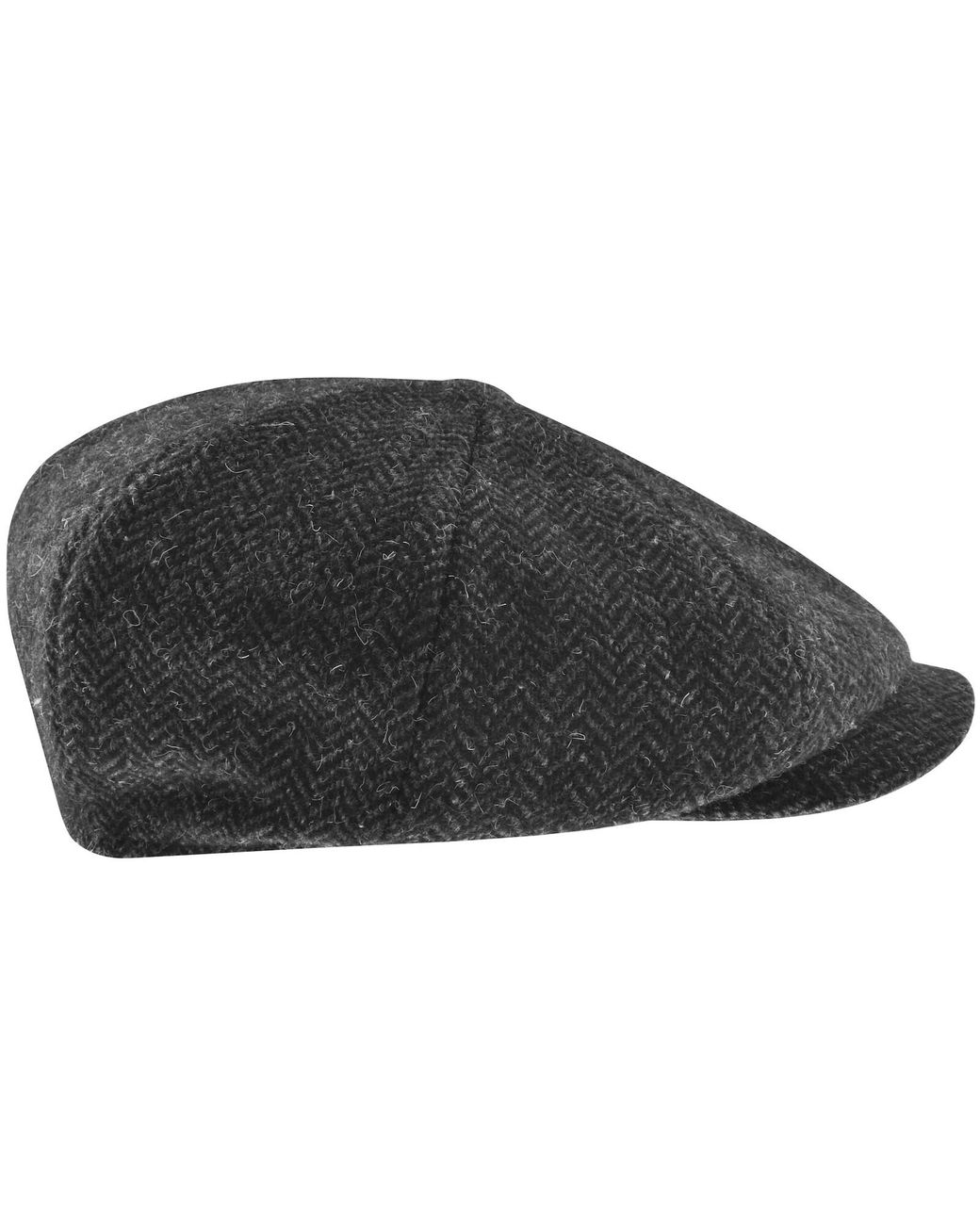 Barbour Black Fyne Tweed Bakerboy Hat for men