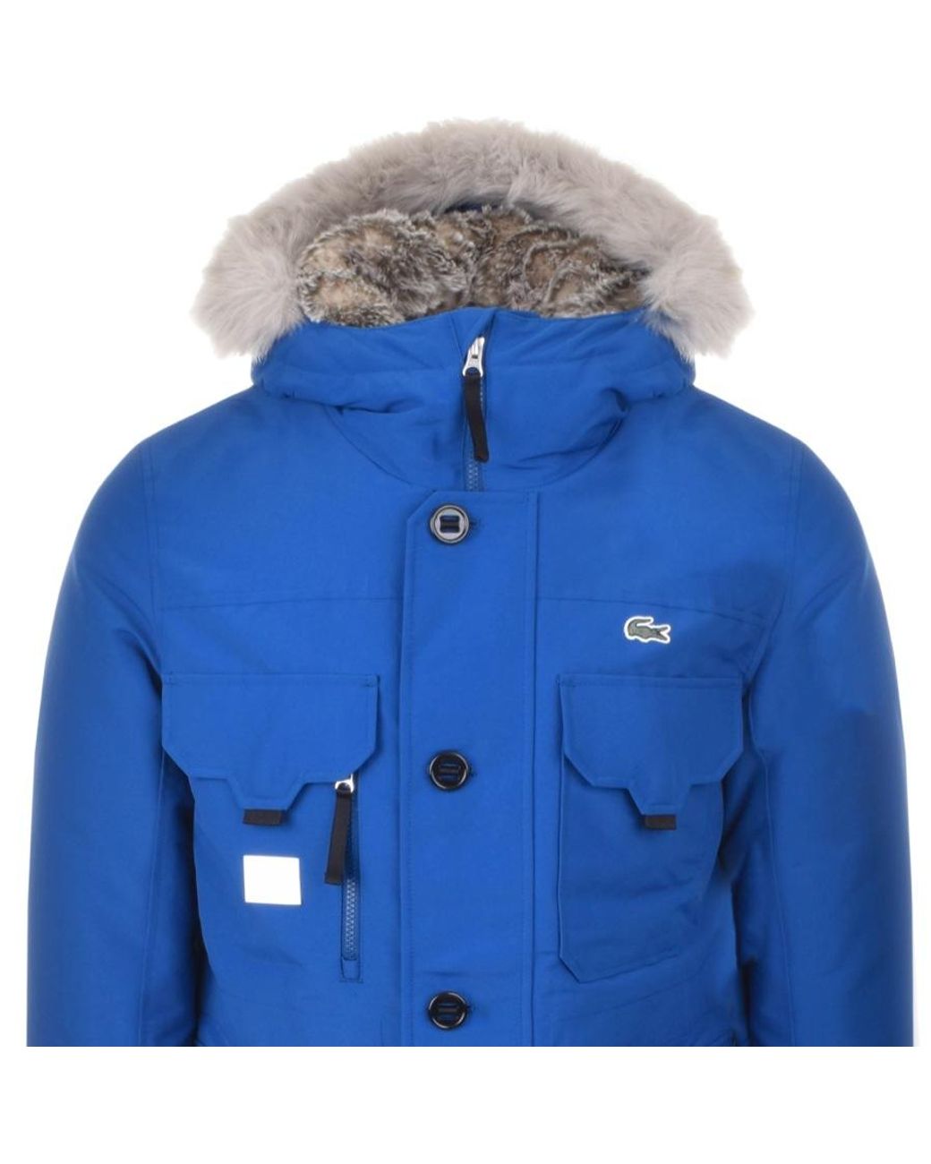 Lacoste L!ive Hooded Parka Jacket Blue for Men | Lyst UK