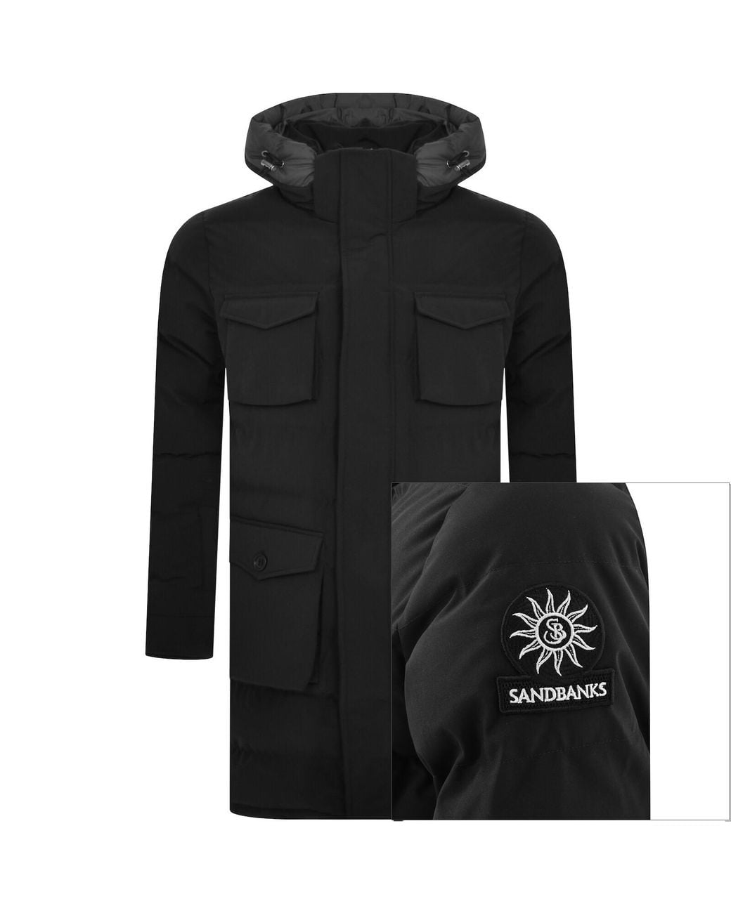 Sandbanks Black Long Puffer Jacket for men