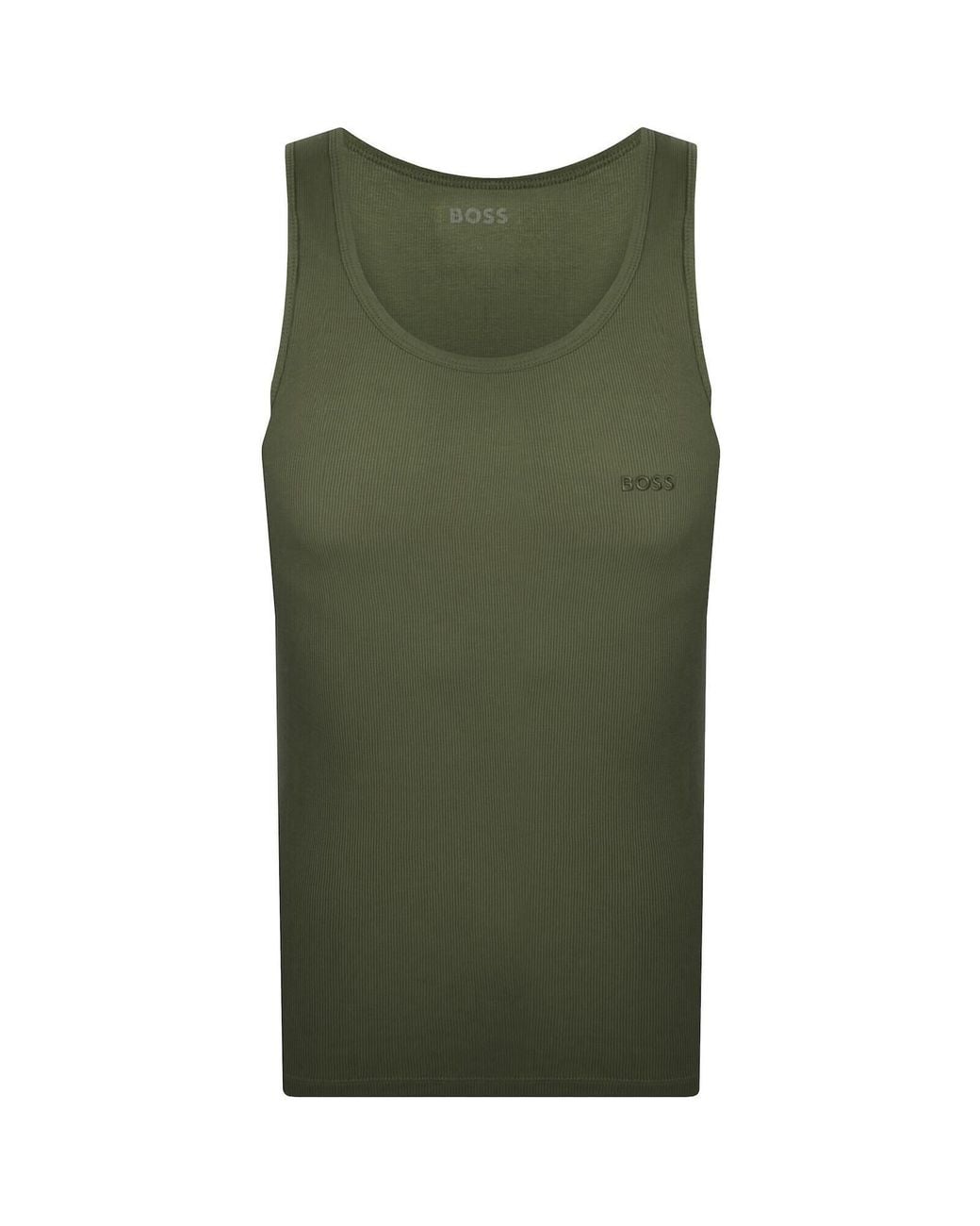 BOSS BUSINESS Green Boss 3 Pack Classic Rib Vests for men
