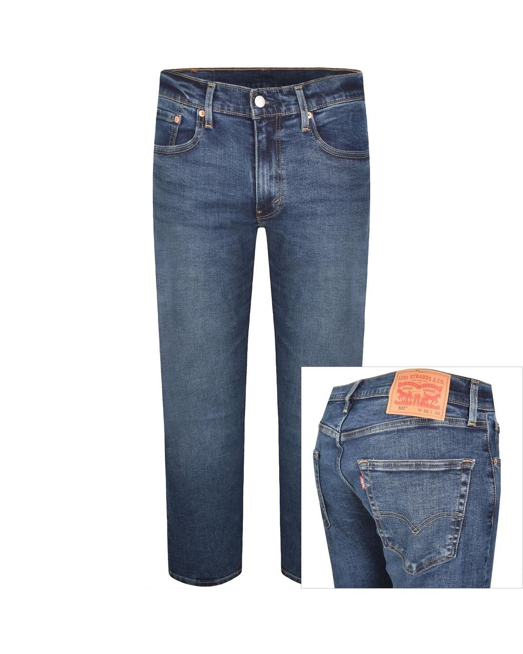 Levi's Blue 502 Tapered Mid Wash Jeans for men