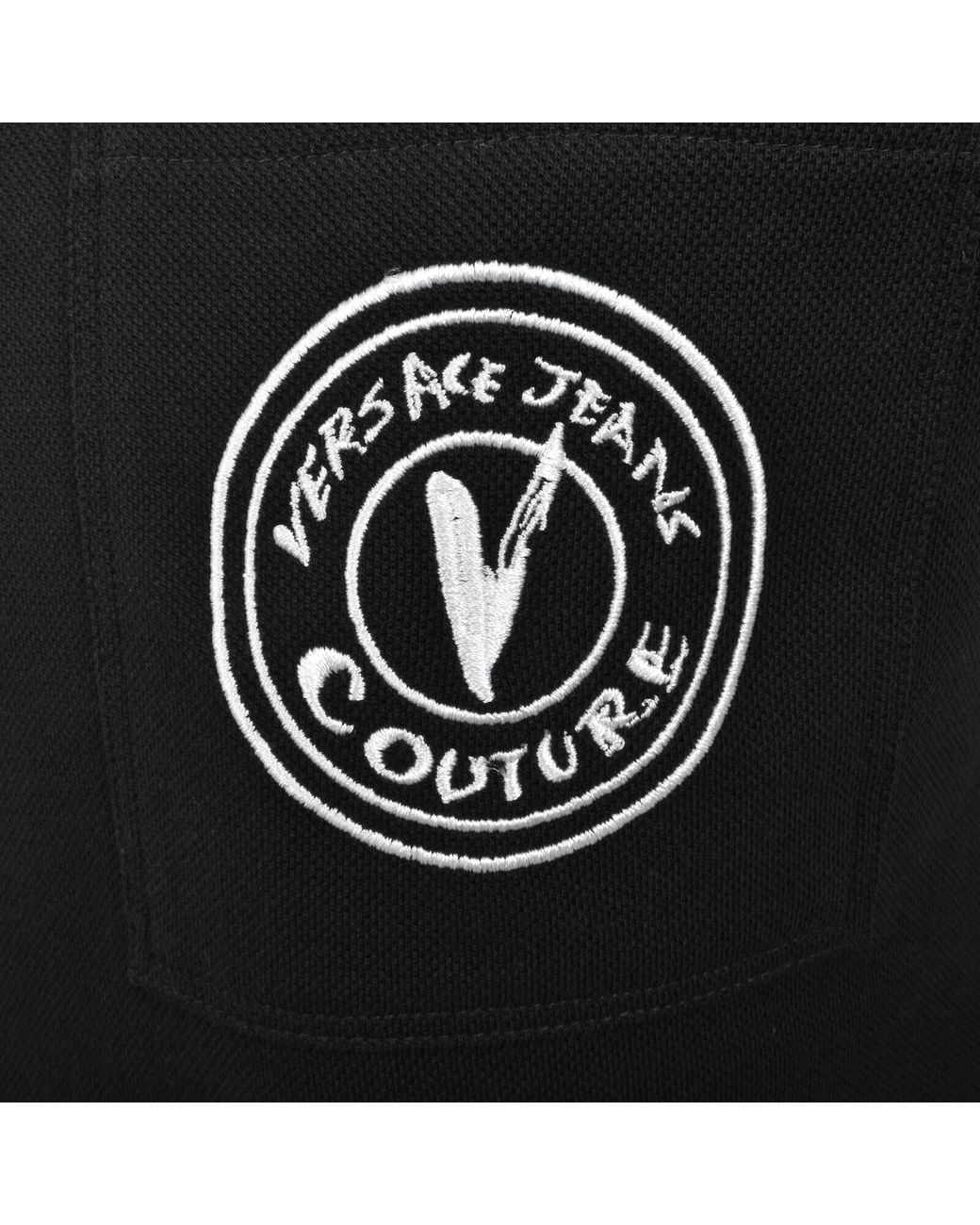 Versace Jeans Black Couture V Emblem Polo for men